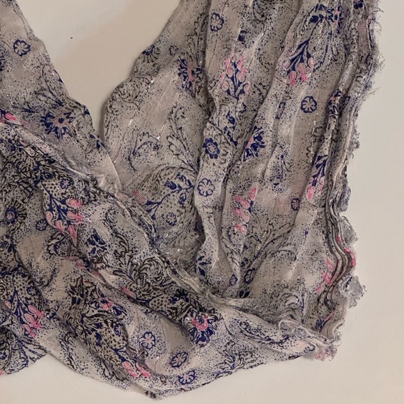 American Eagle Blue, Pink, White, & Silver Metallic Infinity Scarf - Picture 2 of 5